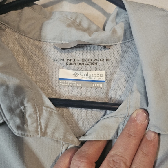 Columbia Omni Shade Men's Long Sleeve Shirt Cool Gray XL - Picture 2 of 6